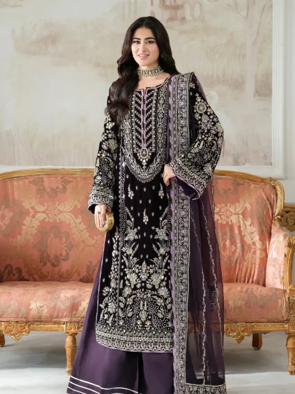 Aneela's Purple Formal Collection Velvet Replica