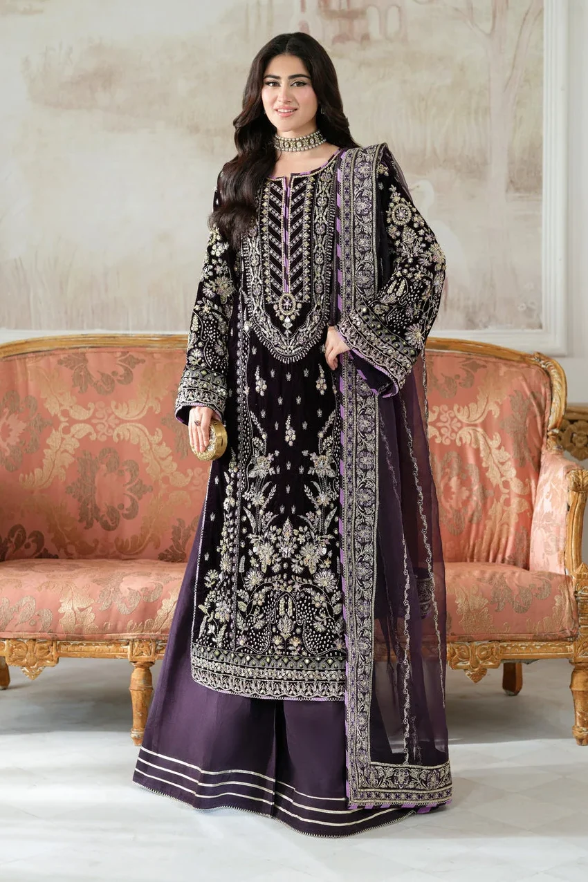 Aneela's Purple Formal Collection Velvet Replica