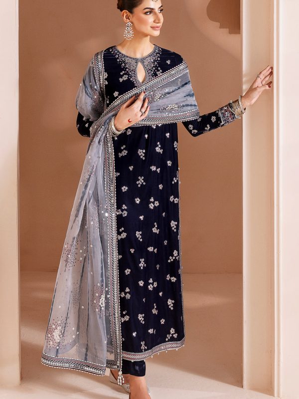 Jazmin Navy Blue Formal Collection Velvet Replica
