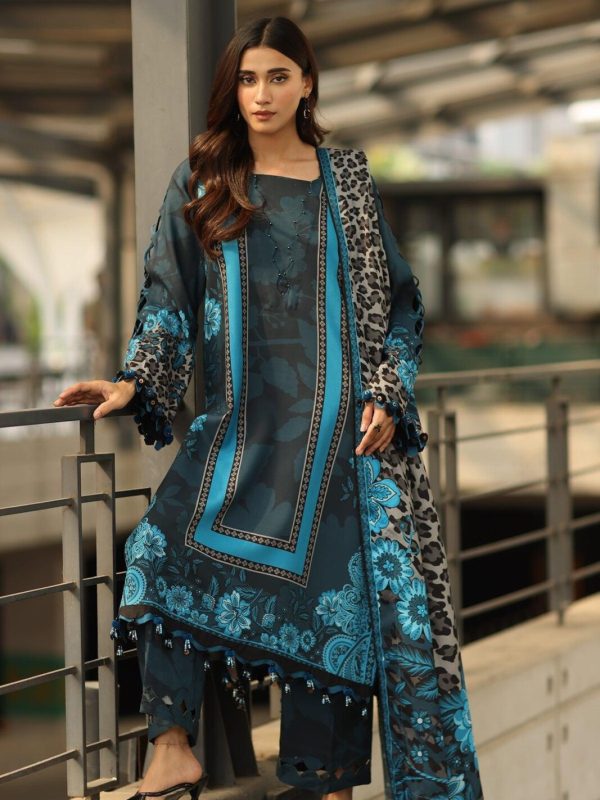 Charizma Navy Blue Digital Printed Silk Collection Replica