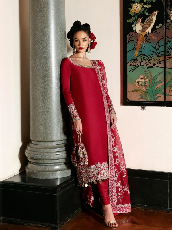 Hussain Rehar Red Formal Collection Organza Replica