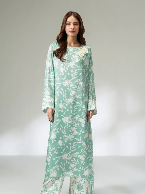 Shrenz Green Formal Digital Printed Silk Collection Replica
