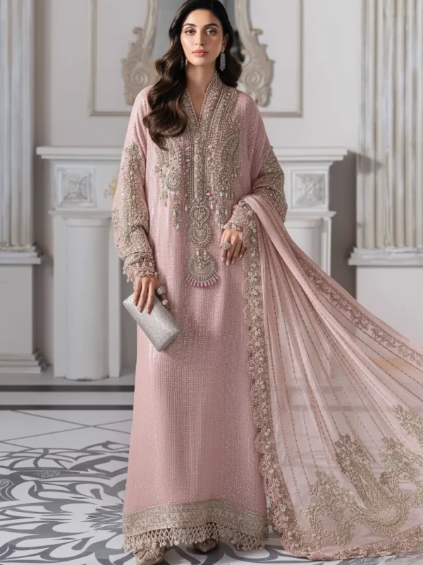 Maria B Baby Pink Formal Collection Chiffon Replica