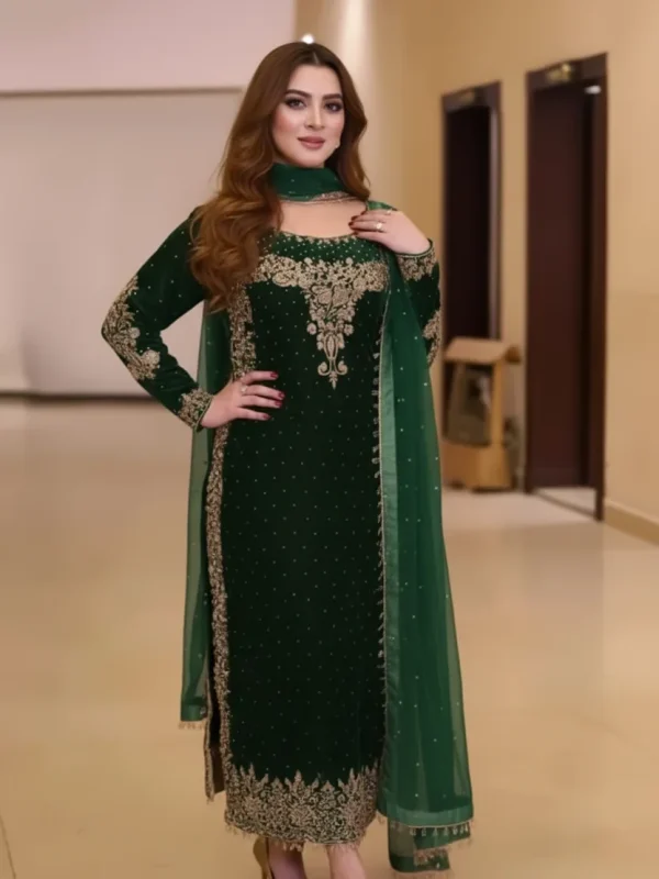 Shrenz Bottle Green Velvet Collection Replica