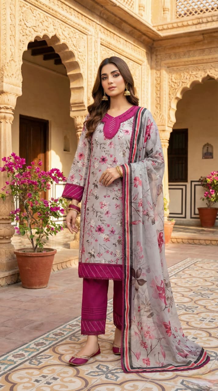 Shrenz 3 Piece Stitched Swiss Cotton Collection