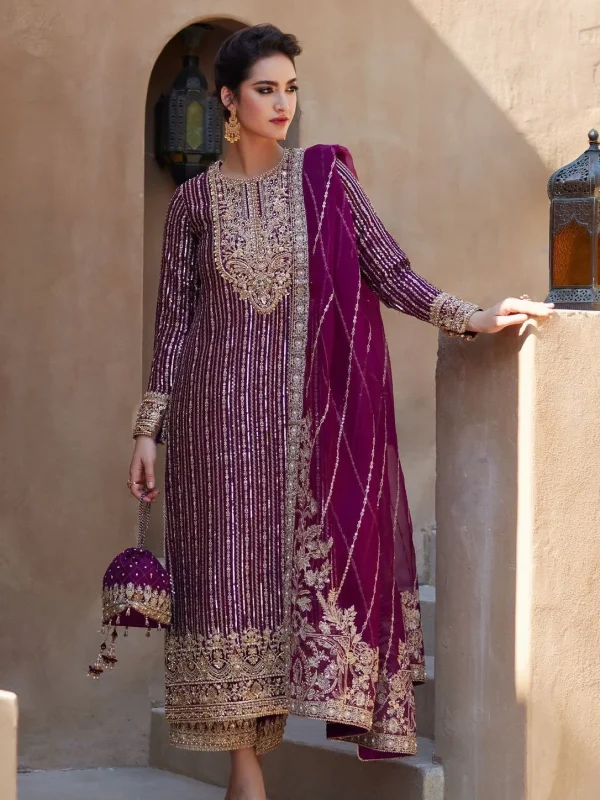 Kanwal Malik Shocking Pink Formal Collection Chiffon Replica