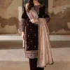 Haseen's Purplish Brown Velvet Collection Replica