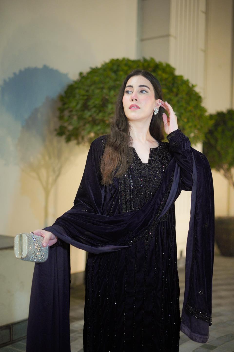 Alternative view of Aneela's Purple Formal Velvet Collection Replica