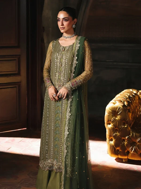 Charizma Mehndi Green Formal Collection Chiffon Replica