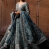 Hussain Rehar Blue Maxi Bridal Collection Organza Replica