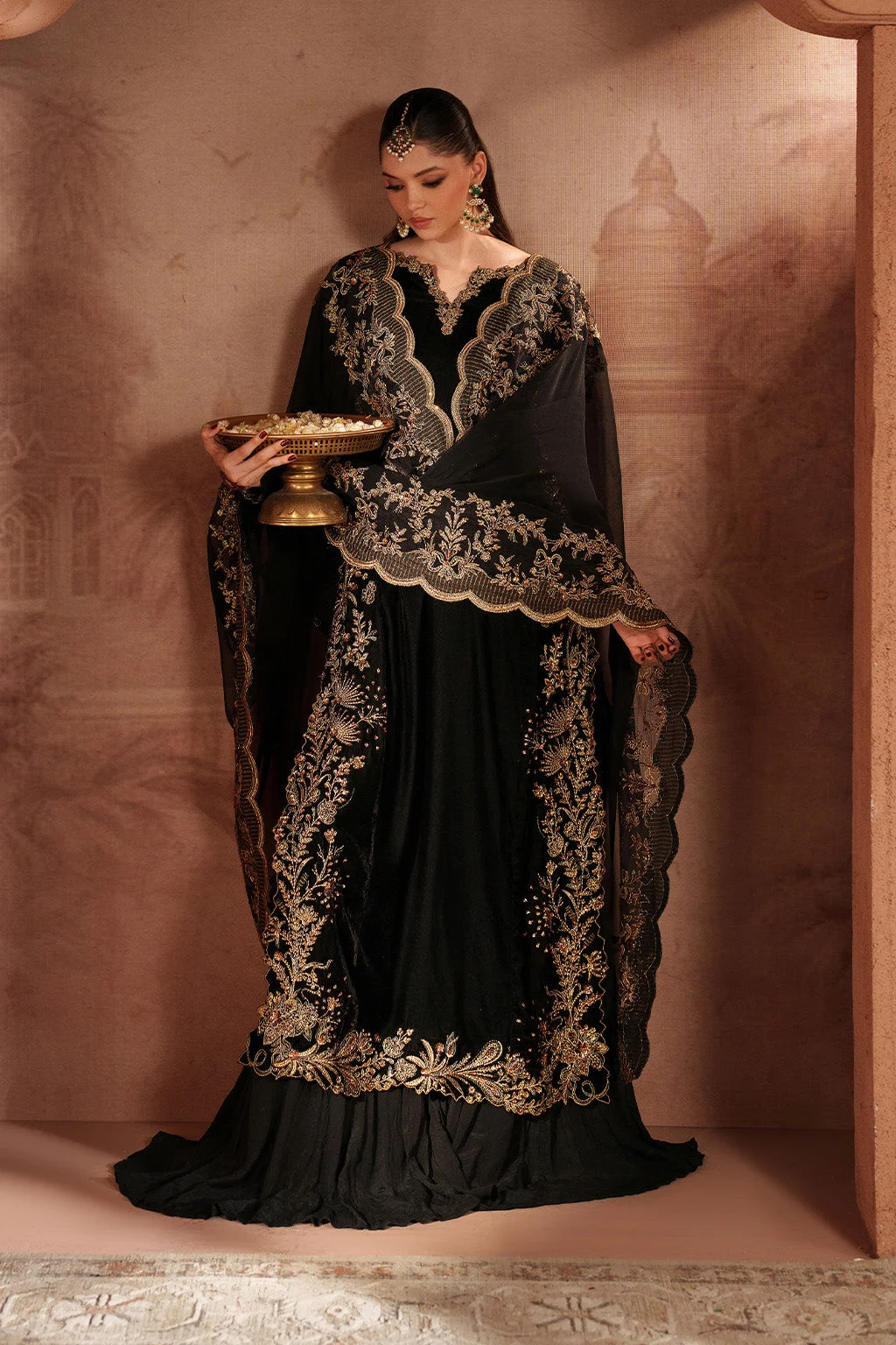 Alternative view of Iznik Jet Black Formal Velvet Collection Replica
