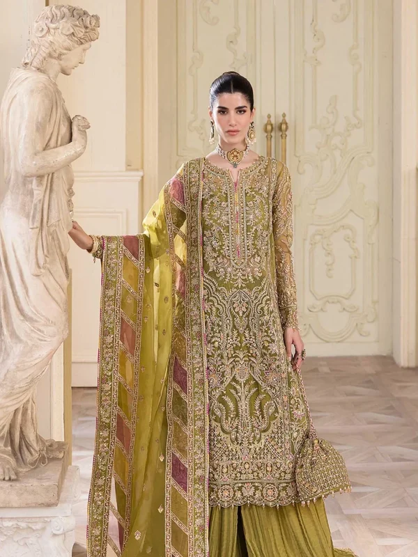 Kanwal Malik Mehendi Green Bridal Collection Net Replica