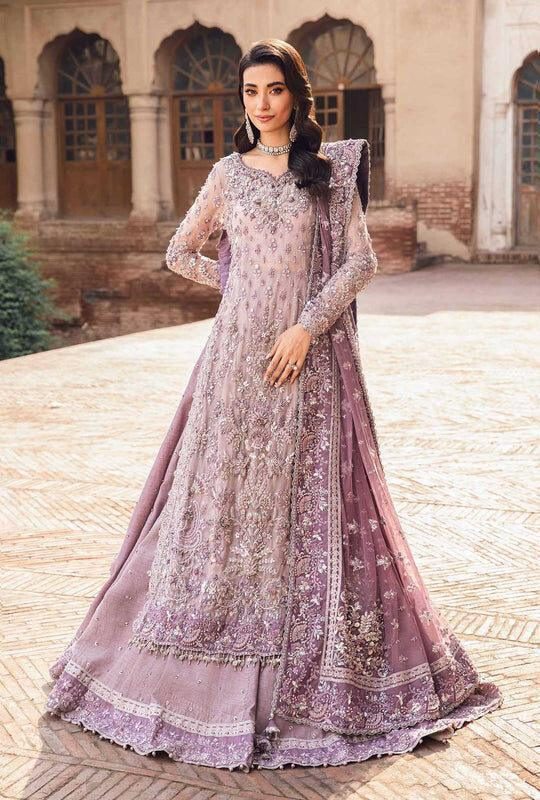 Maria B Purple Bridal Collection Net Lehenga Replica