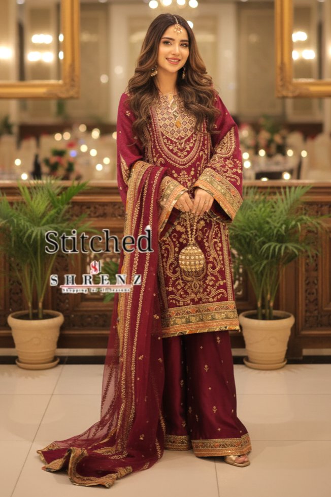 Shrenz 3 Piece Stitched Silk Pret Collection