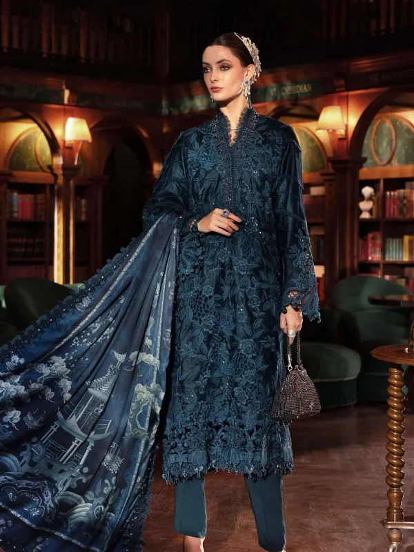Maria B Zinc Blue Formal Velvet Collection Replica