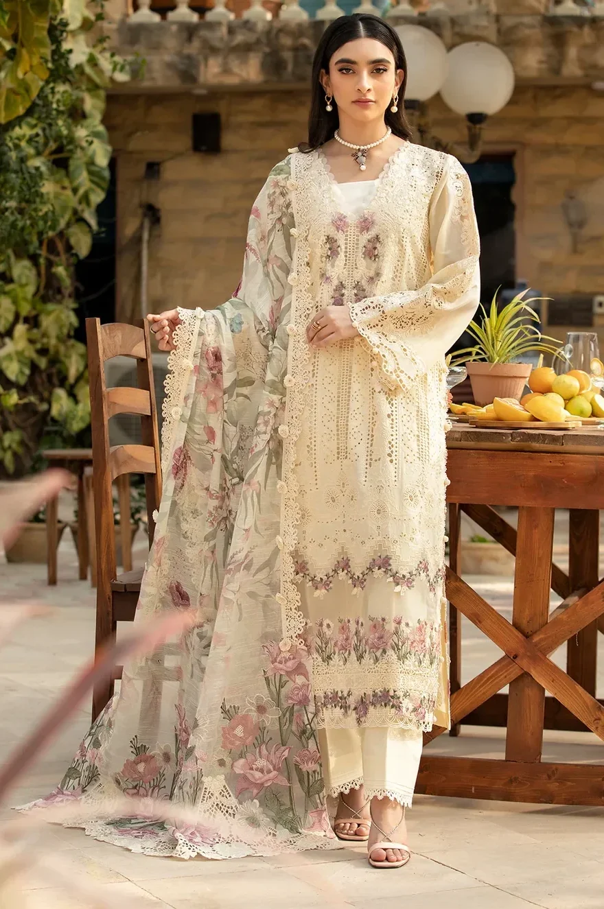 Elaf Cream Luxury Lawn Collection Replica