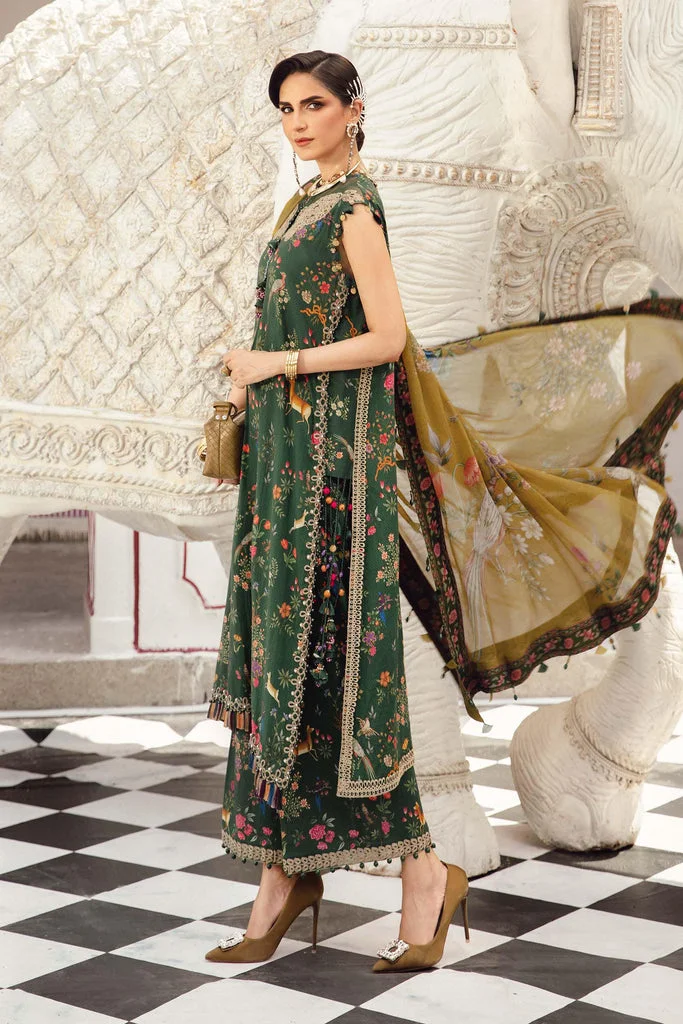 Maria B Bottle Green Printed Lawn Collection Replica - Image 3