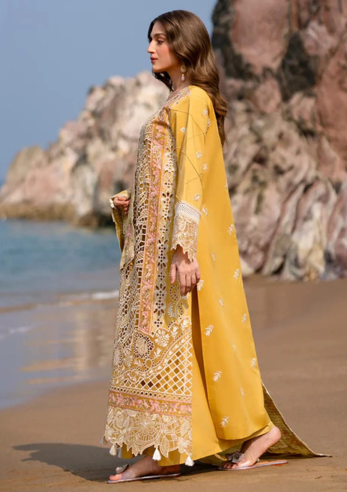 Alternative view of Mahnur Yellow Luxury Lawn Collection Replica