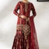 Maria B Maroon Bridal Collection Sheesha Silk Gharara Replica