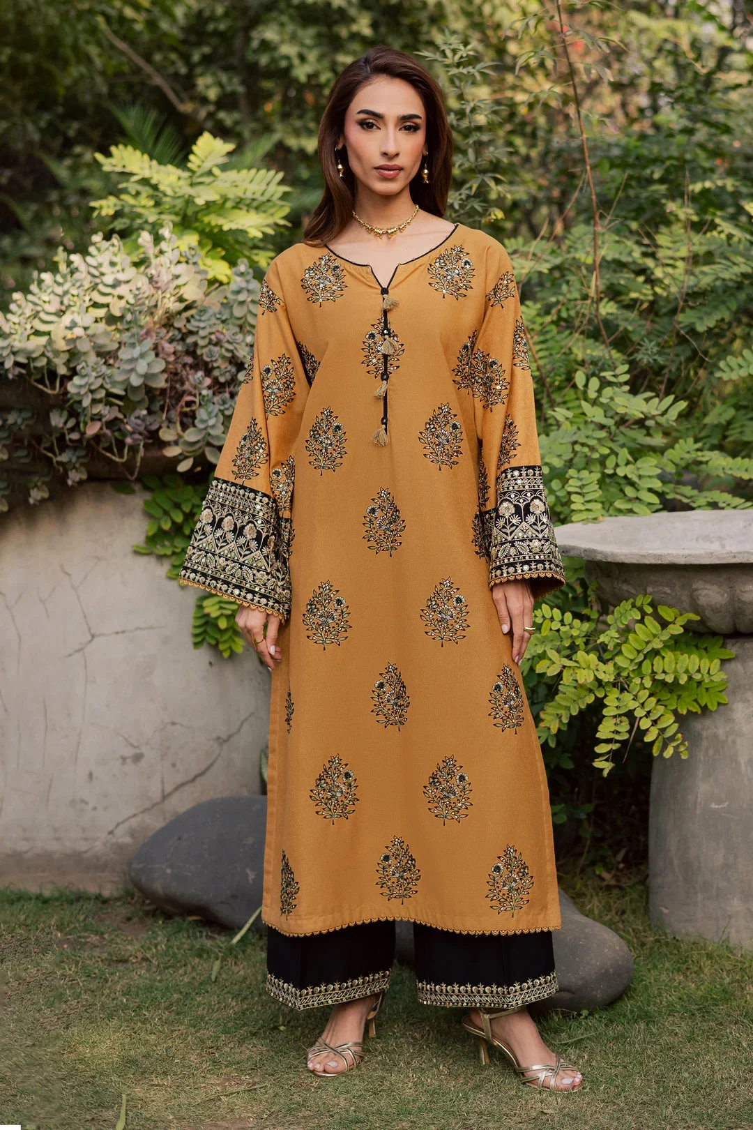 Batik Mustard Luxury Lawn Collection Replica