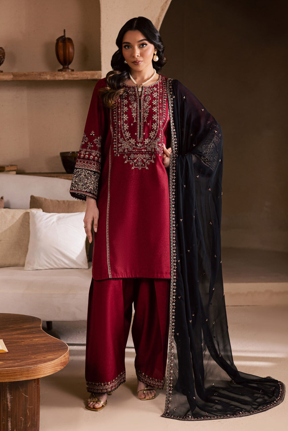 Batik Red Luxury Lawn Collection Replica