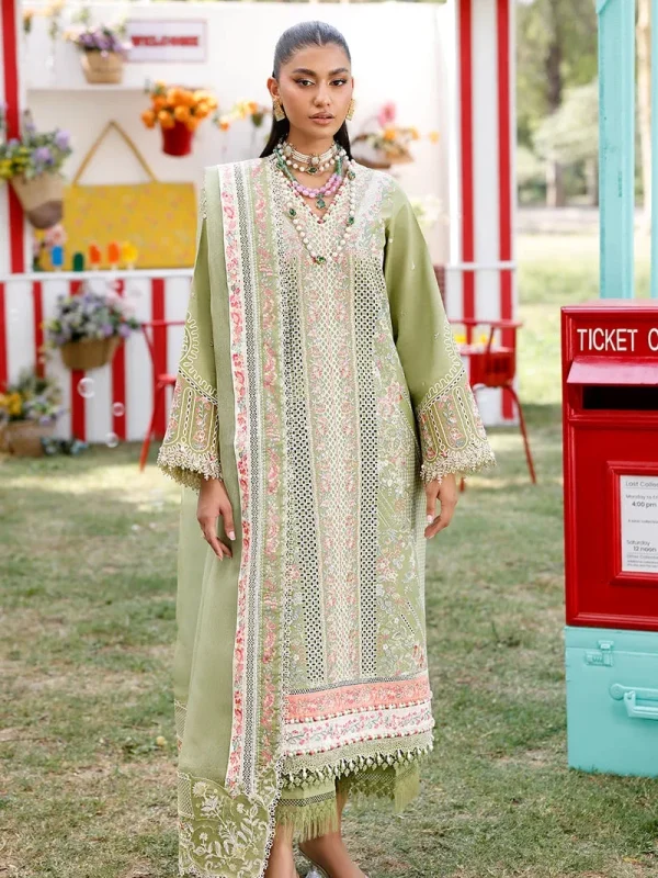 Bin Ilyas Pista Green Luxury Lawn Collection Replica