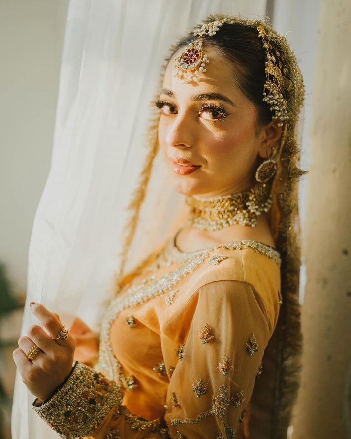Shrenz Orange Luxury Bridal Collection Chiffon Gharara - Image 3
