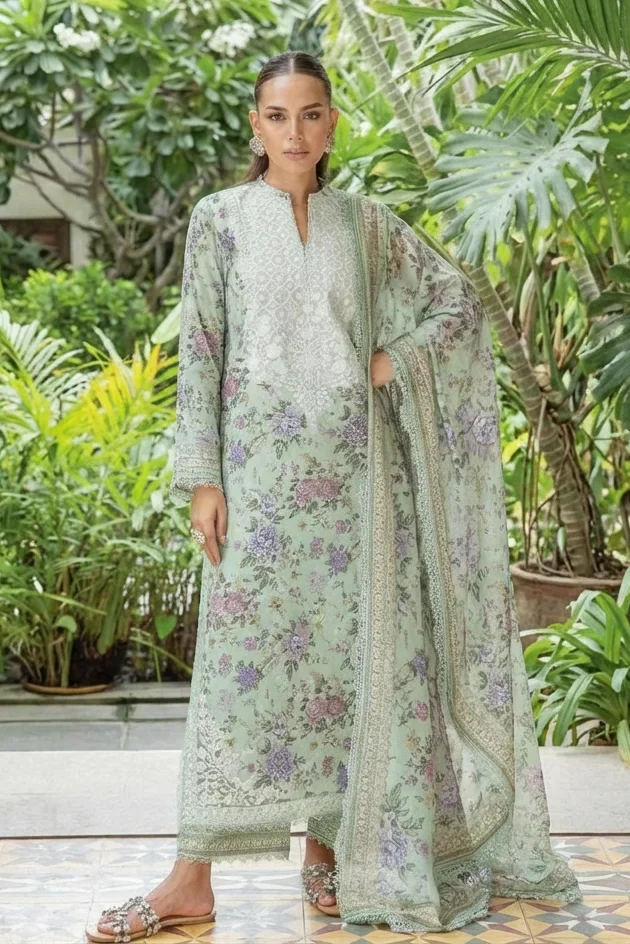 Zainab Chottani Seagreen Printed Lawn Collection Replica