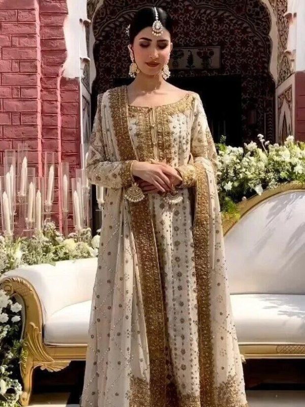 Haris Shakeel Off White Bridal Collection Indian Raw Silk Replica