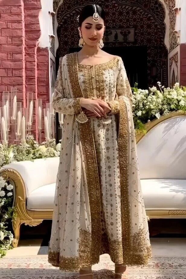 Haris Shakeel Off White Bridal Collection Indian Raw Silk Replica