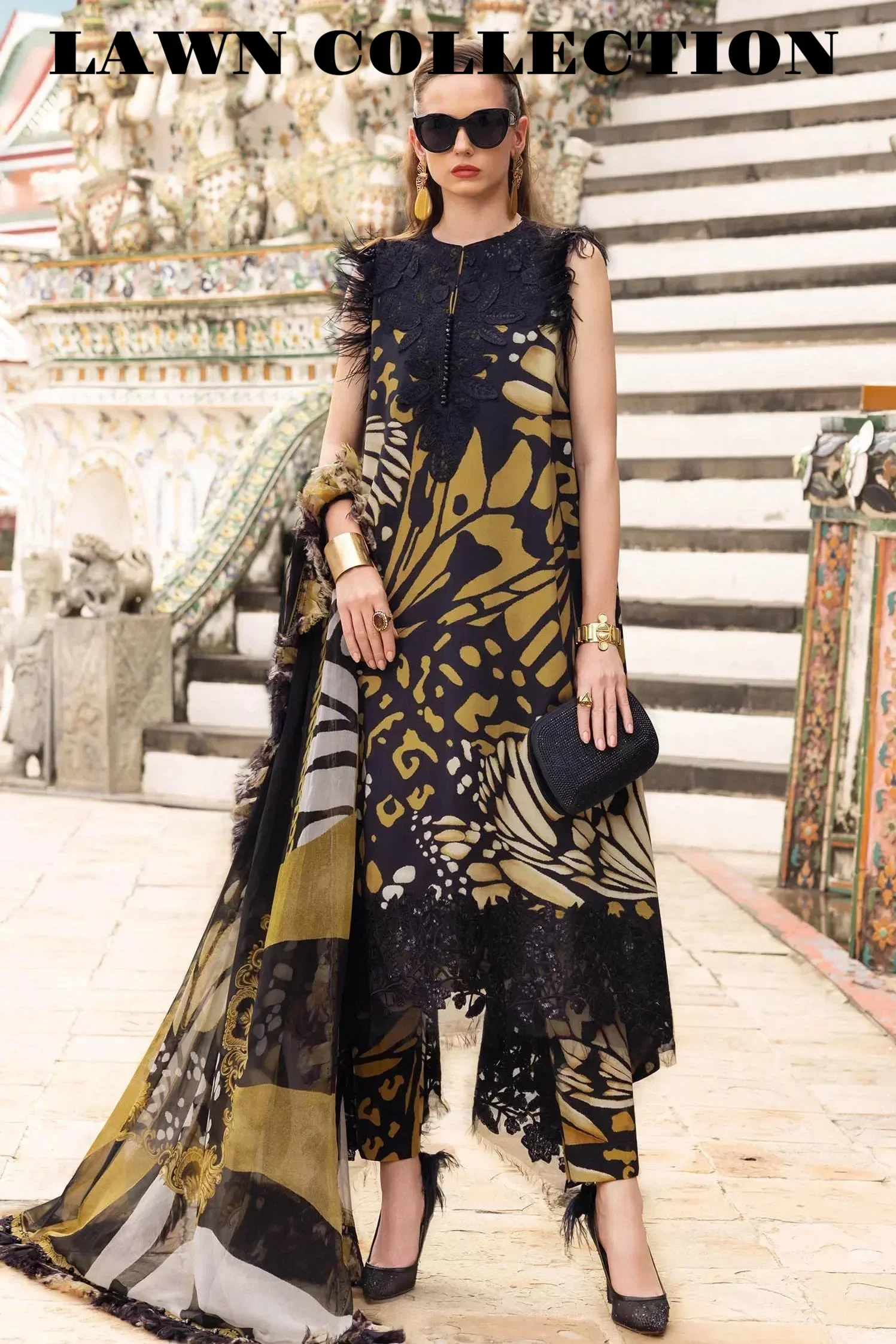 Maria B Brown Digital Printed Lawn Collection Replica