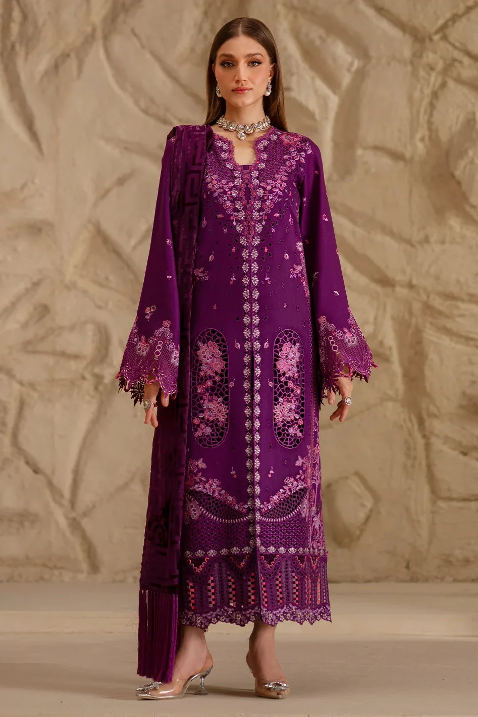 Bin Ilyas Magenta Luxury Lawn Collection Replica