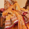 Mohsin Naveed Ranjha Orange Bridal Collection Net Gharara Replica