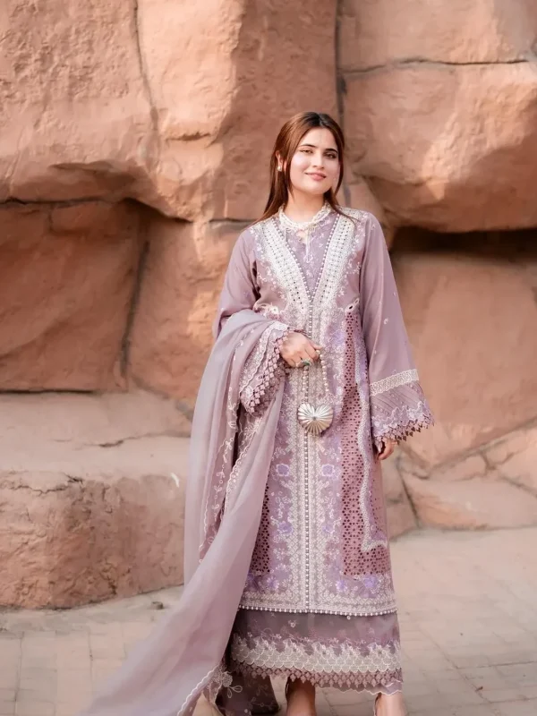 Bin Ilyas Mauve Luxury Lawn Collection Replica