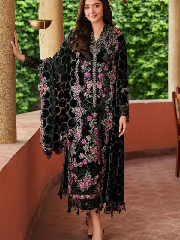 Asifa Nabeel Black Luxury Winter Collection Palachi Velvet Replica