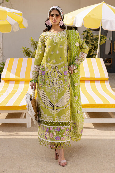 Parishay Parrot Green Luxury Lawn Collection Replica