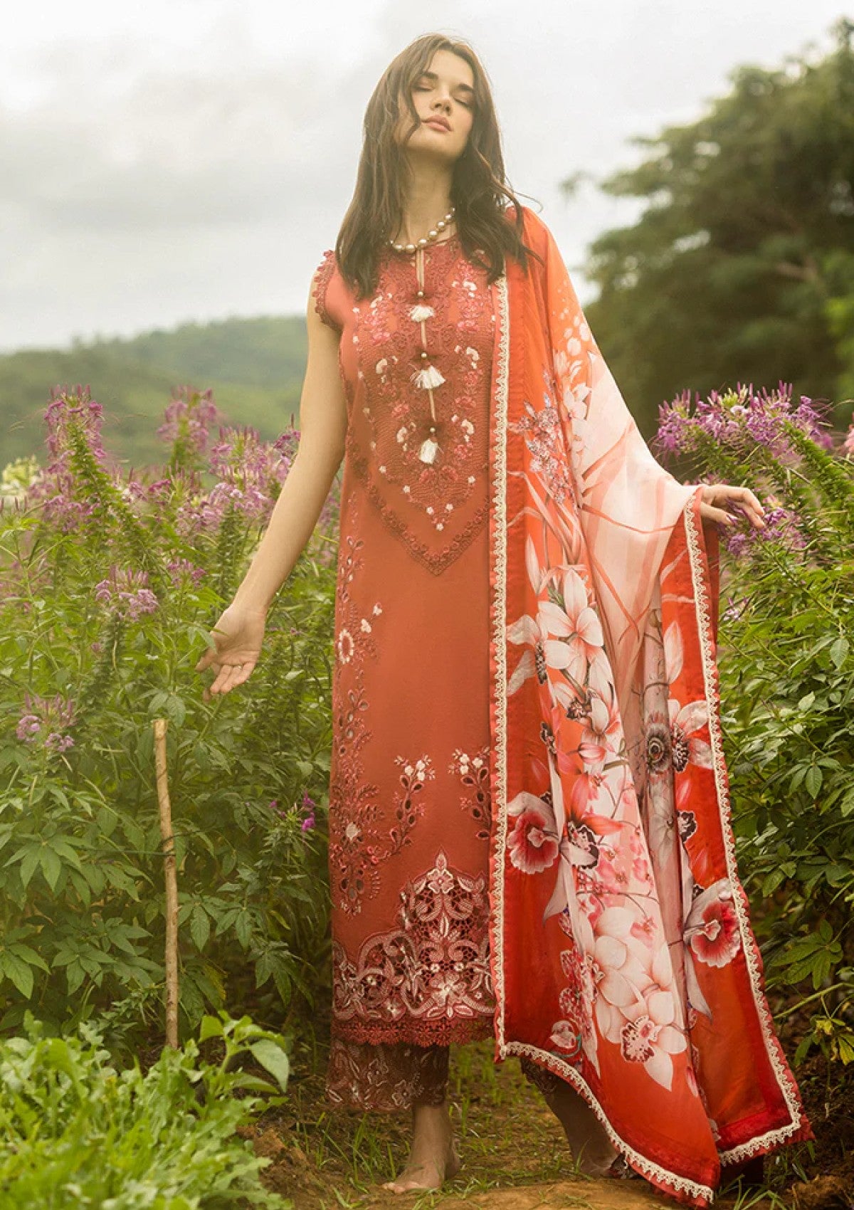 Alternative view of Mushq Red Luxury Lawn Collection Replica