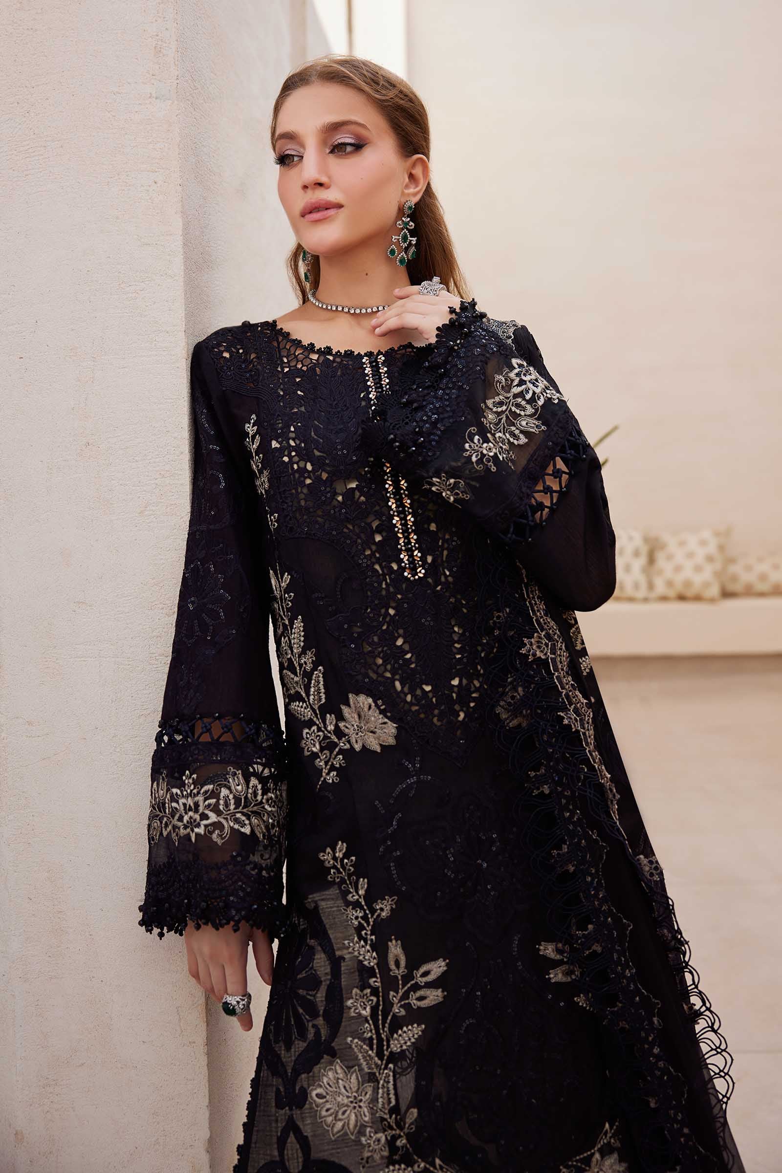 Alternative view of Maria B Jet Black Luxury Lawn Collection Replica