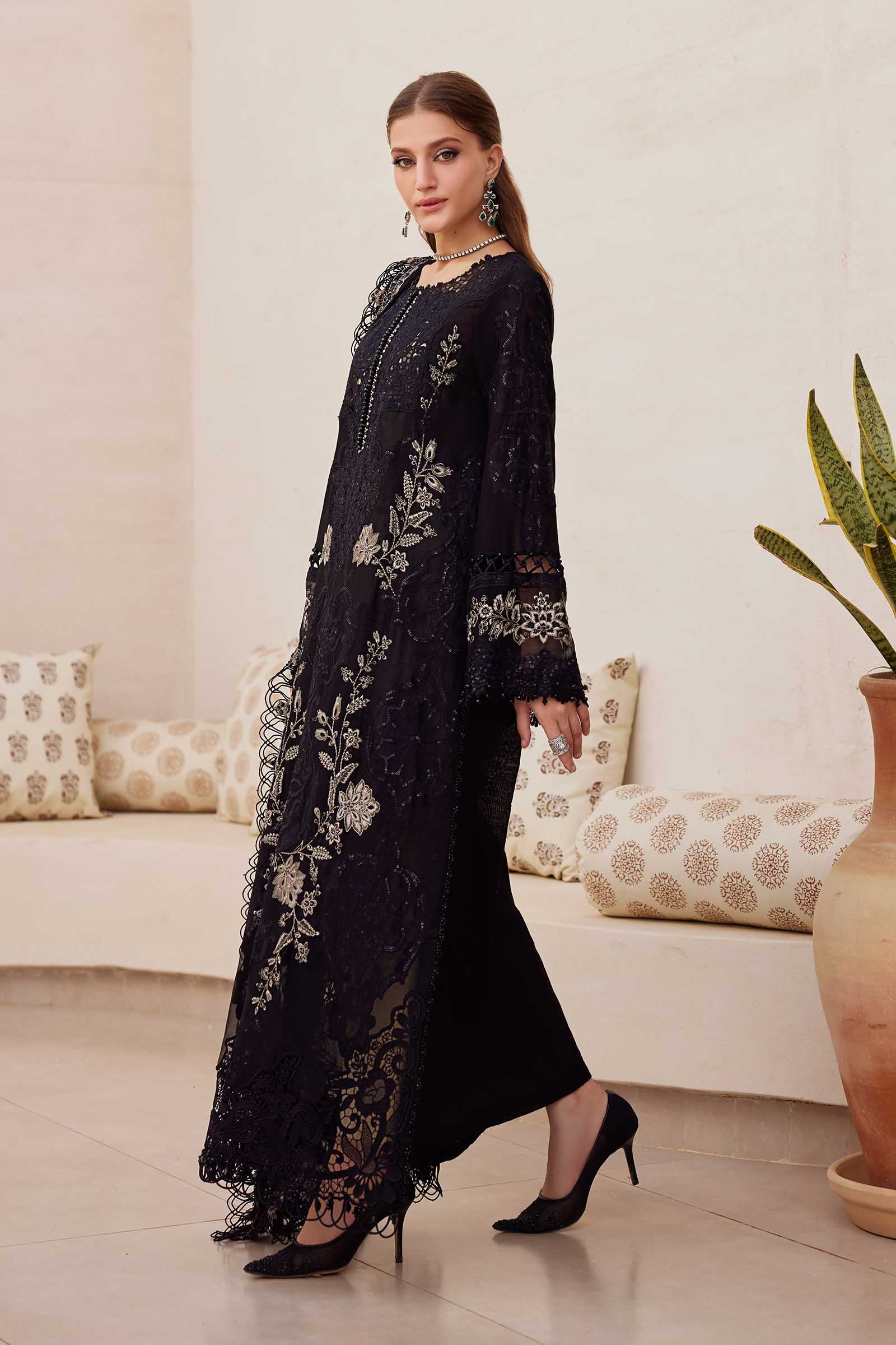 Maria B Jet Black Luxury Lawn Collection Replica - Image 3
