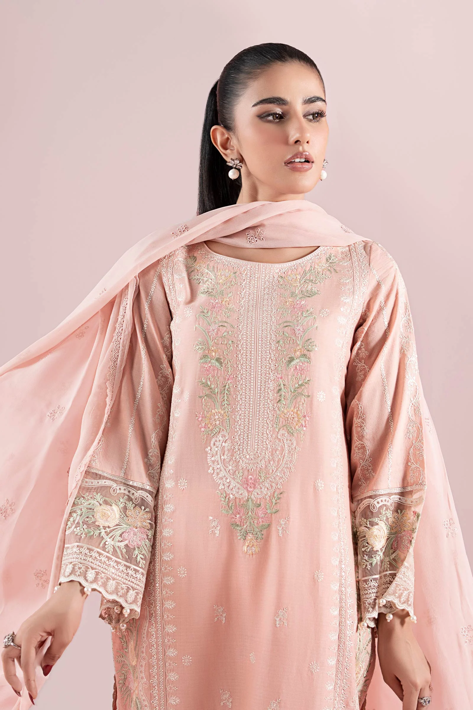 Alternative view of Maria B Peach Luxury Lawn Collection Replica