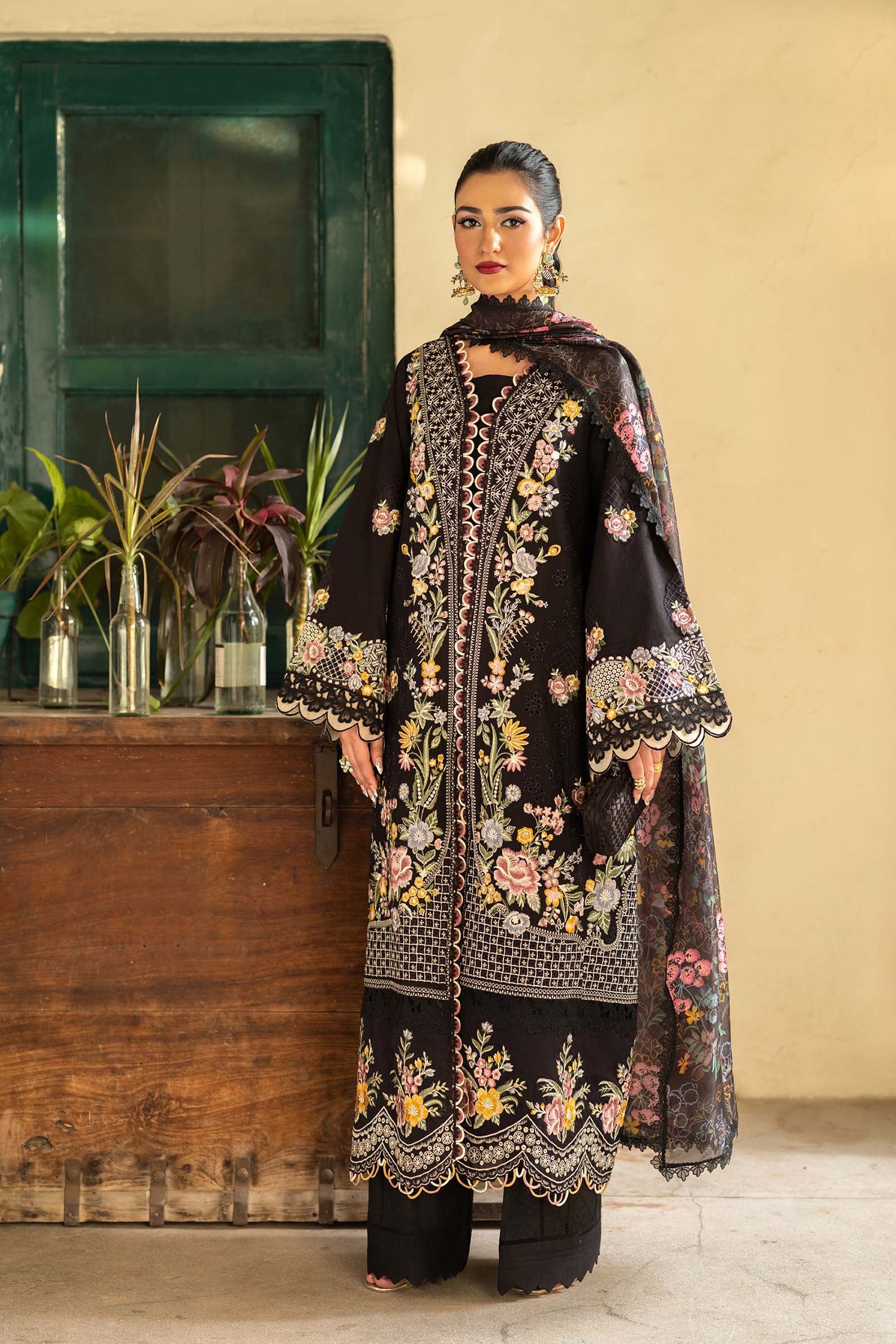 Maryam Hussain Black Luxury Lawn Collection Replica
