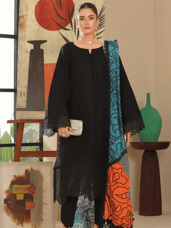 Shrenz Jet Black Luxury Lawn Collection Replica