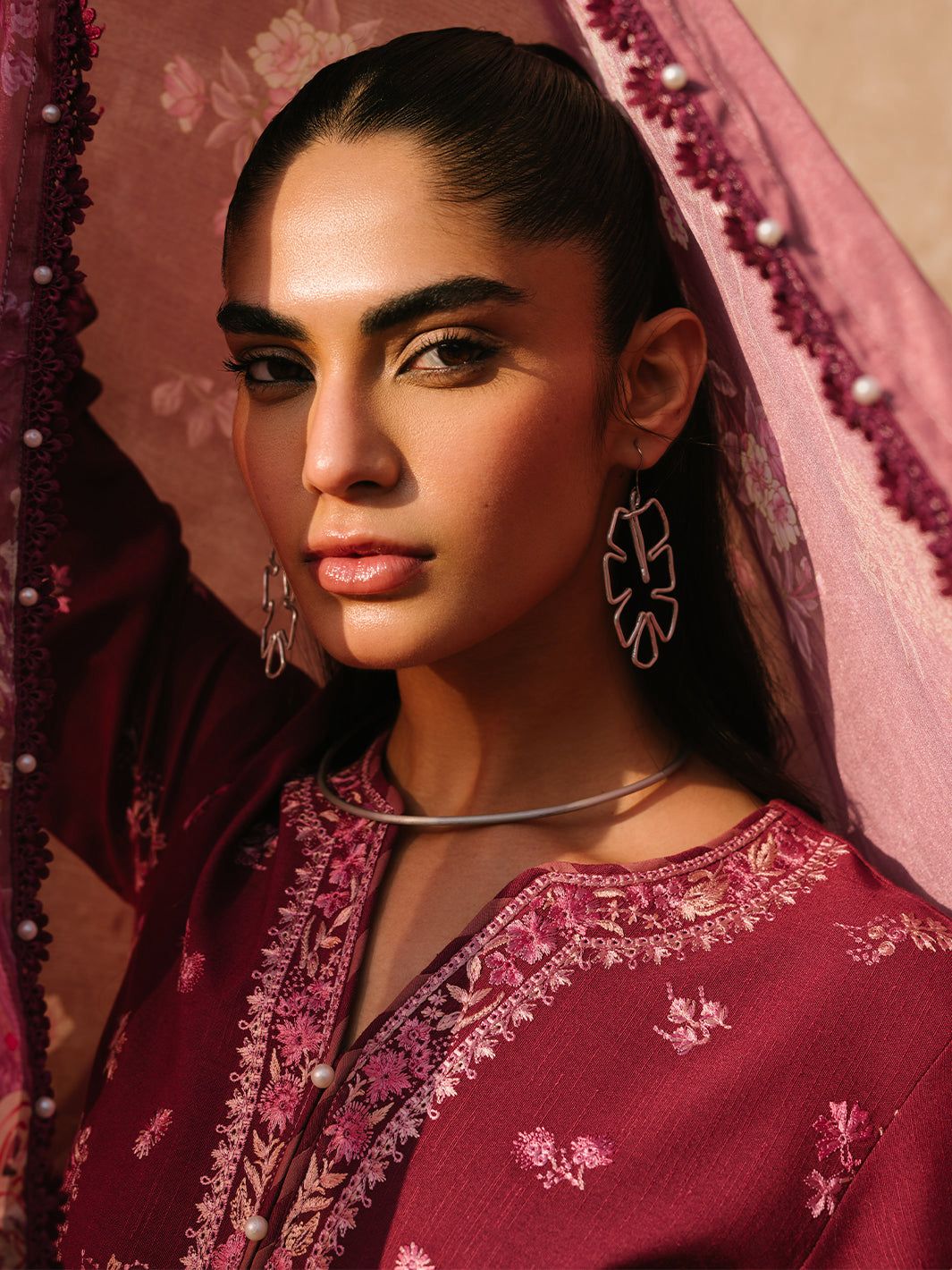 Alternative view of Bin Ilyas Maroon Luxury Lawn Collection Replica