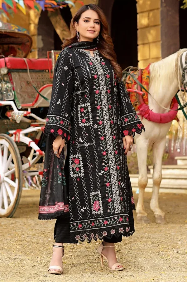 Aneela's Black Luxury Lawn Collection Replica