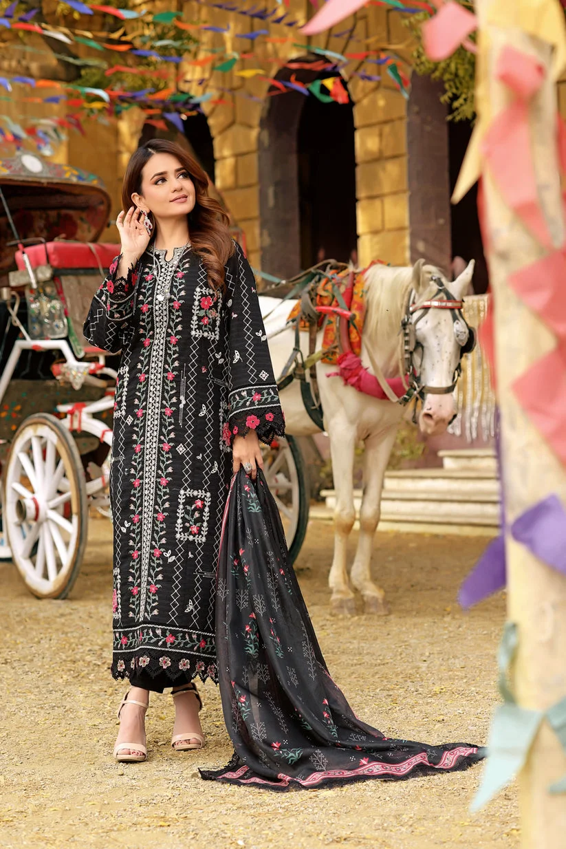 Alternative view of Aneela's Black Luxury Lawn Collection Replica