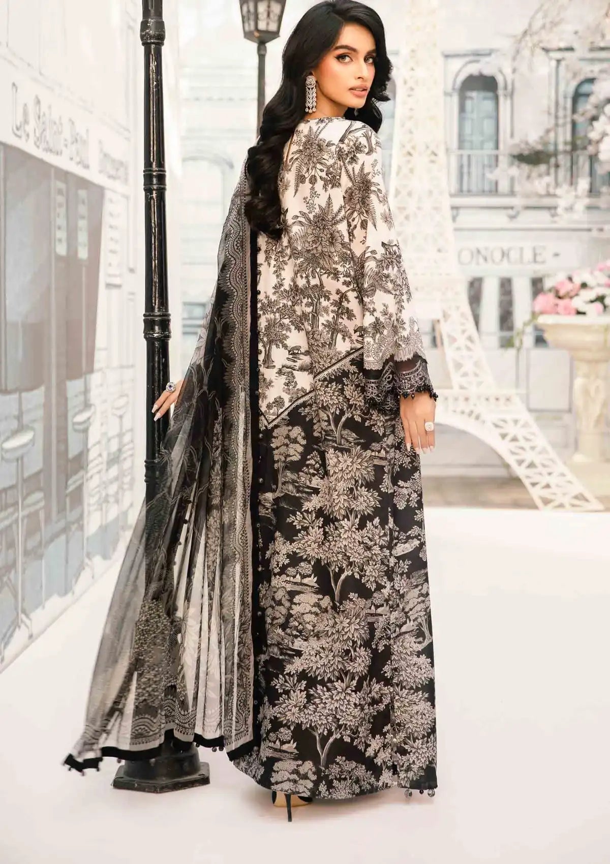 Alternative view of Maria B Black Luxury Printed Lawn Collection Replica