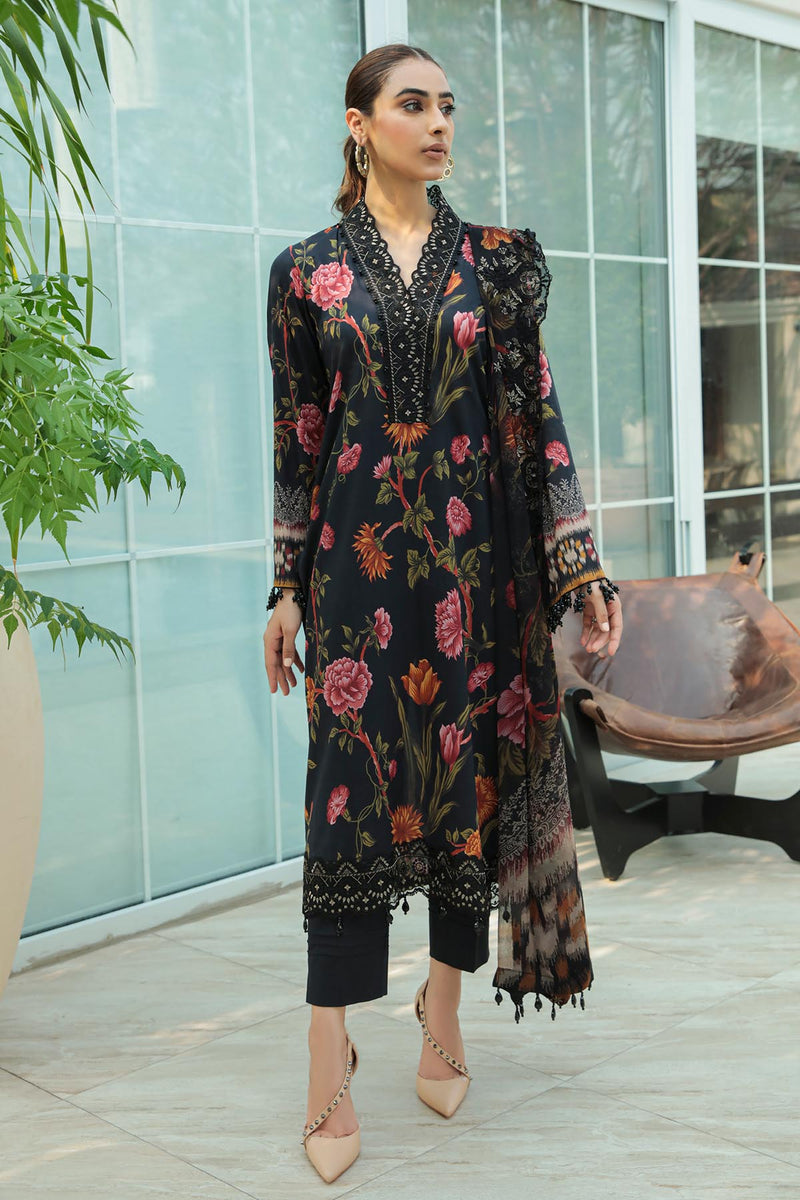 Alternative view of Nureh Jet Black Luxury Printed Lawn Collection Replica