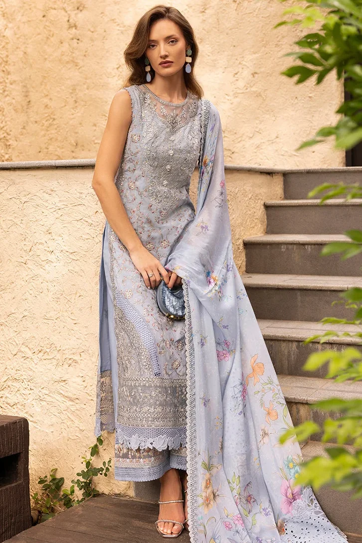 Faiza Saqlain Sky Blue Luxury Lawn Collection Replica