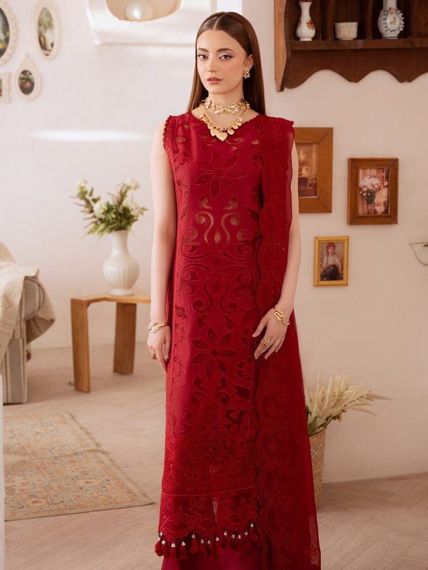 Mahnur Red Luxury Lawn Collection Replica