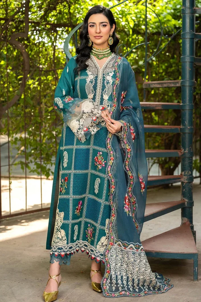 Maryam Hussain Zinc Green Luxury Lawn Collection Replica